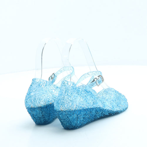 Preworn Girls Blue Floral Rubber Court Heel UK 2 34