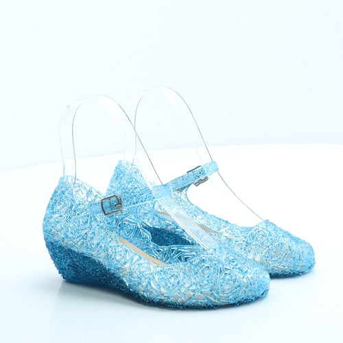 Preworn Girls Blue Floral Rubber Court Heel UK 2 34