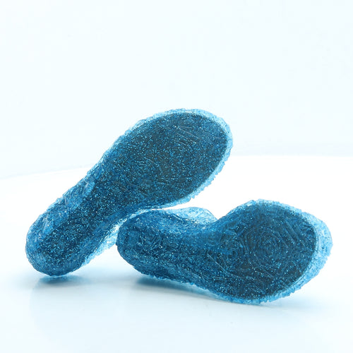 Preworn Girls Blue Floral Rubber Court Heel UK 2 34