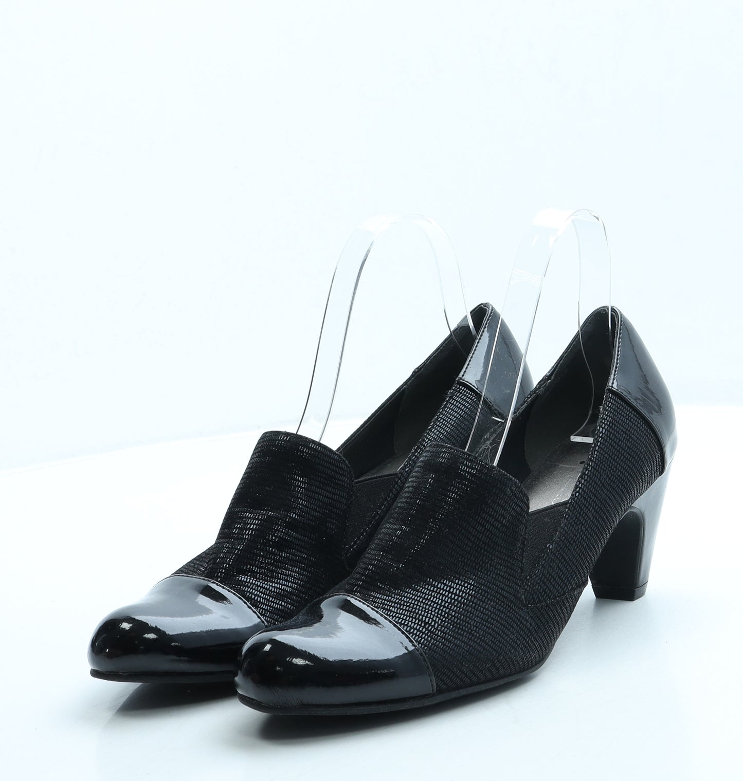 Pavers Womens Black Leather Court Heel UK 7 40