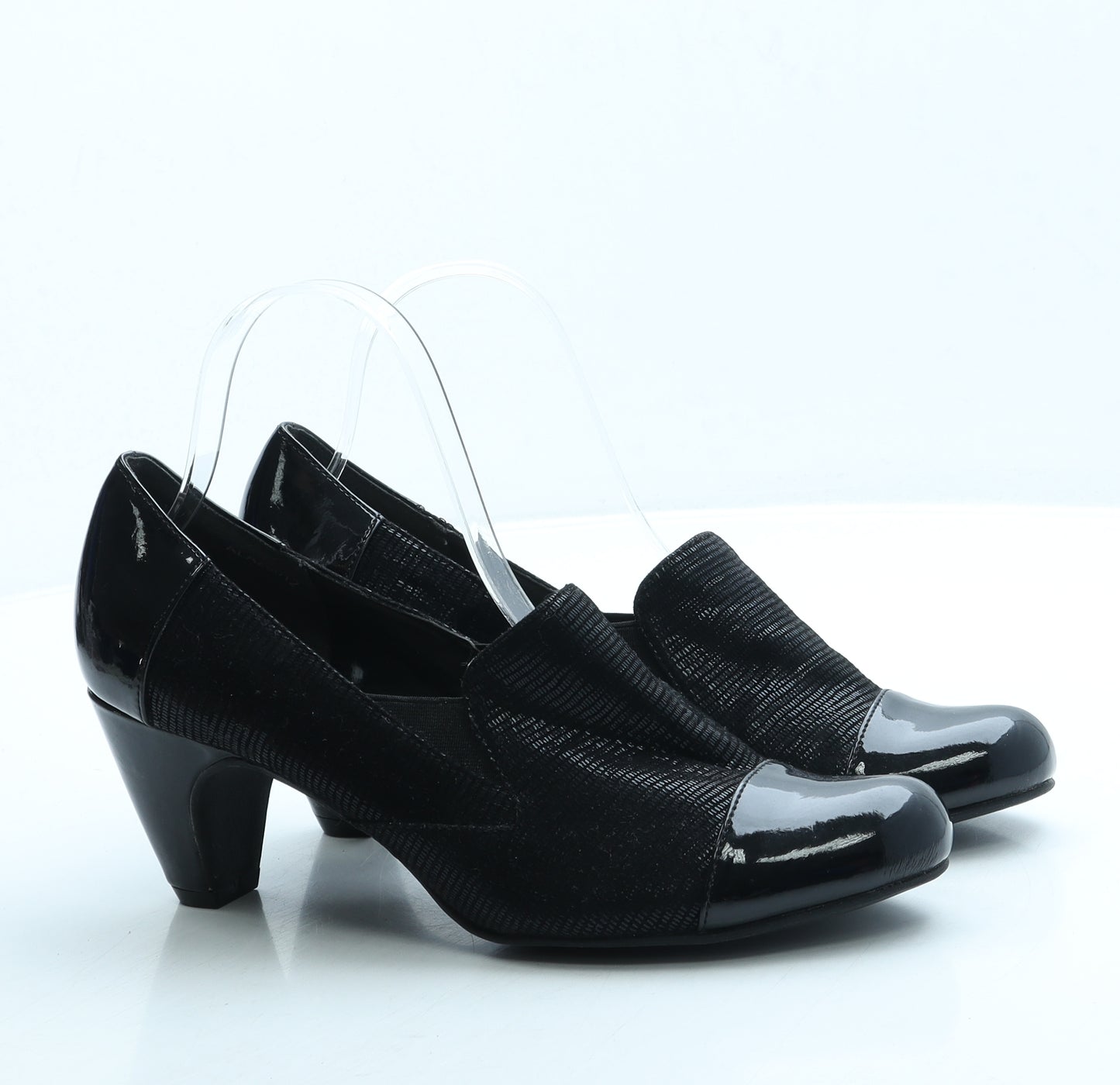 Pavers Womens Black Leather Court Heel UK 7 40