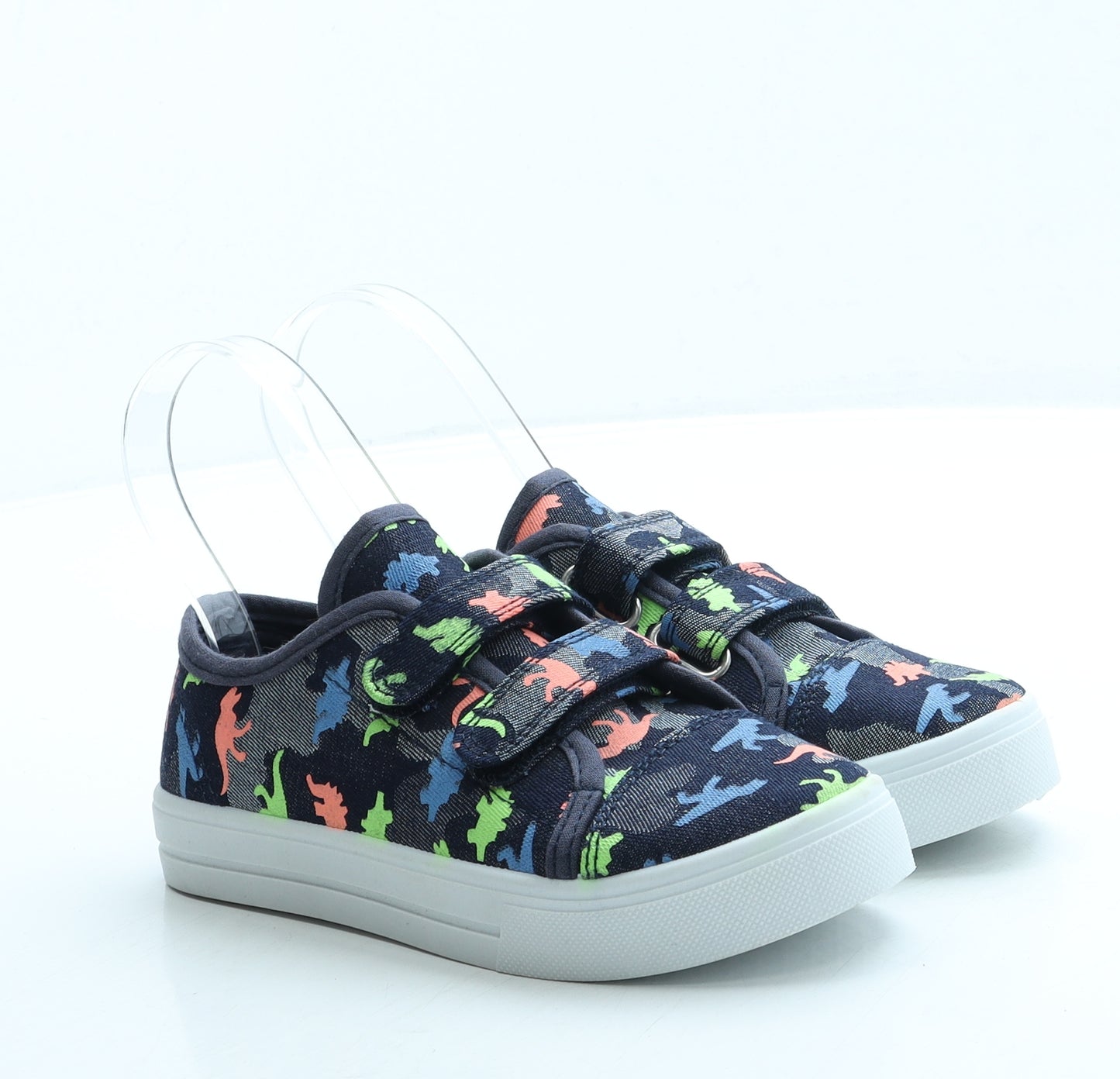 Matalan Boys Blue Geometric Fabric Trainer UK 11 29 - Dinosaur