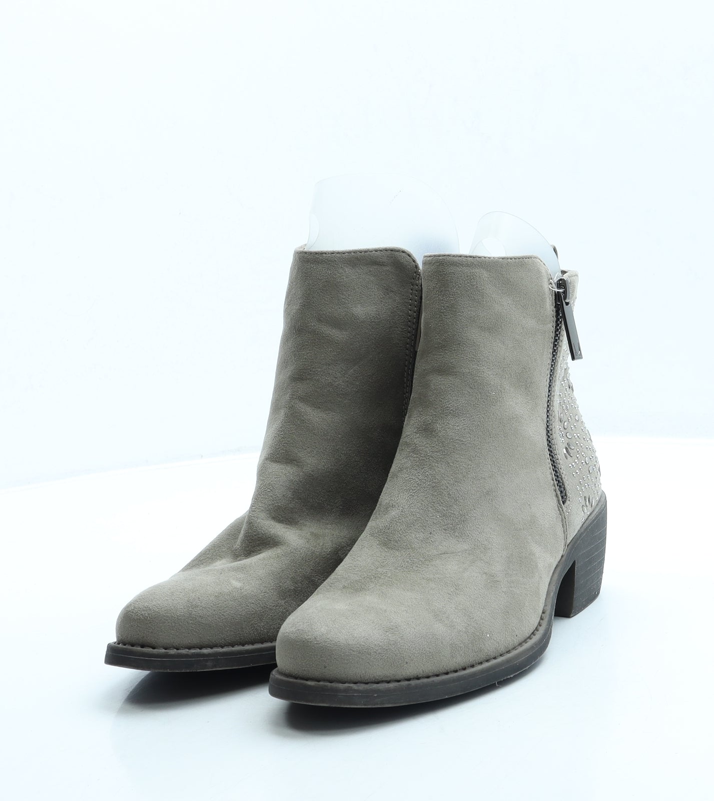 By Mod Womens Grey Suede Bootie Boot UK 5 38