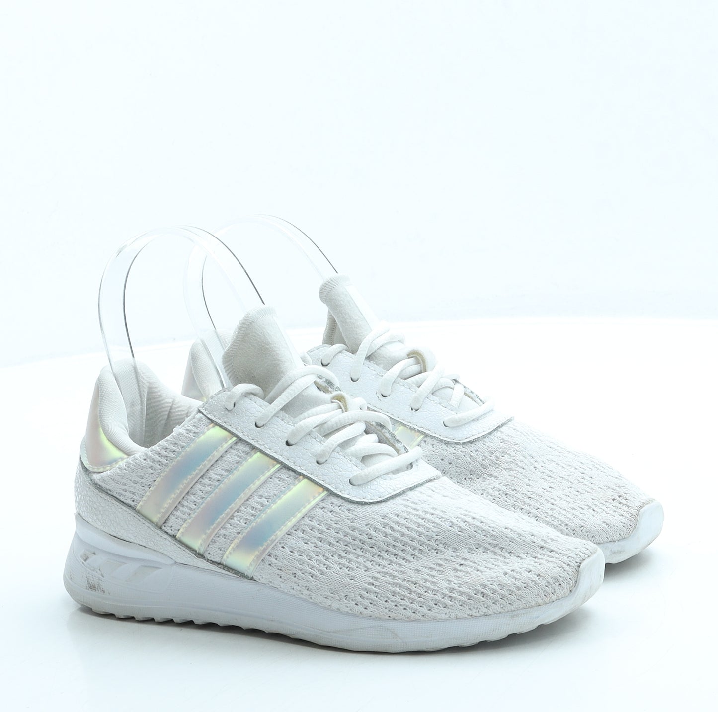 adidas Girls White Polyester Trainer UK 2 34