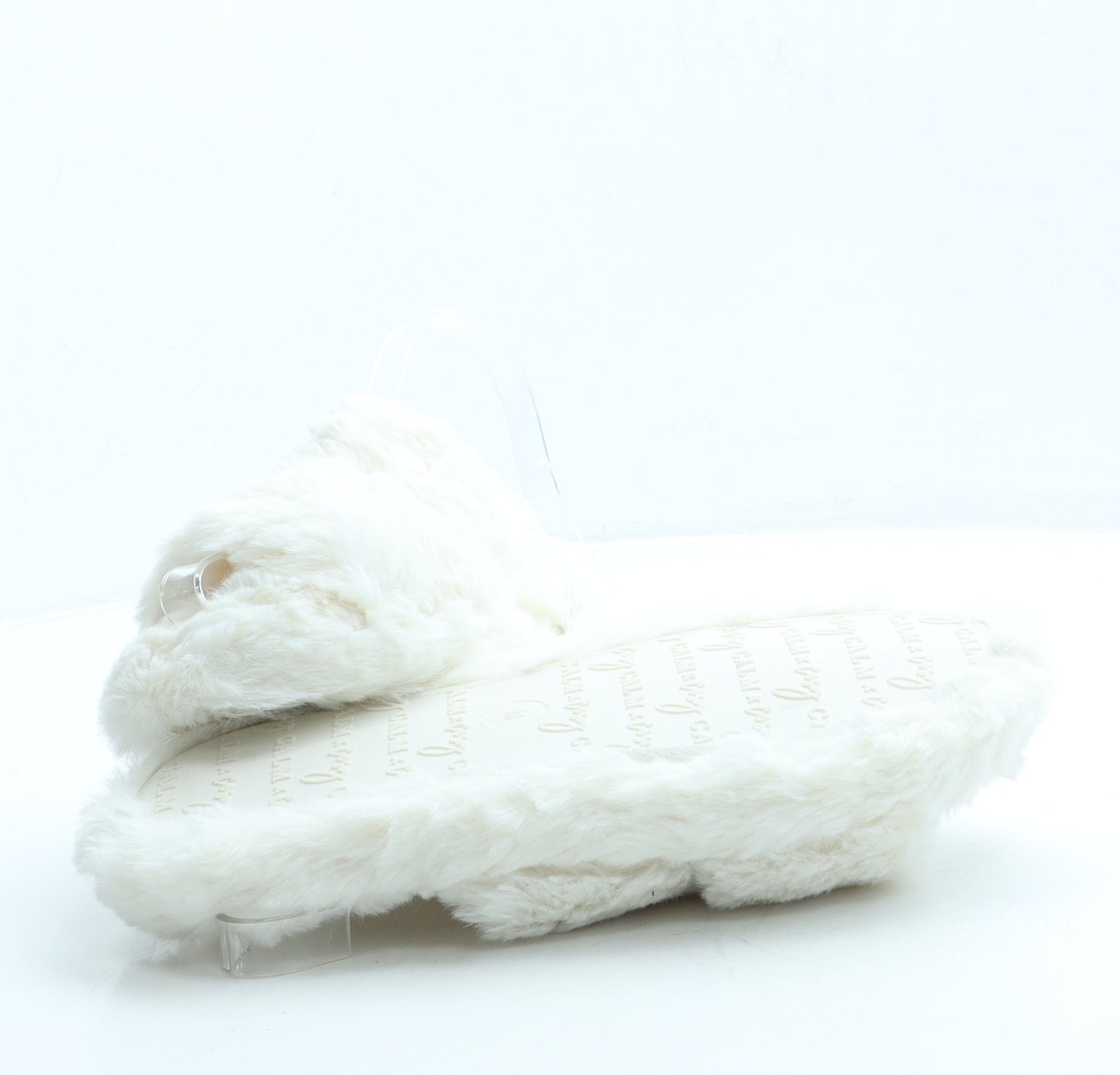 George Womens White Faux Fur Slip On Slipper UK