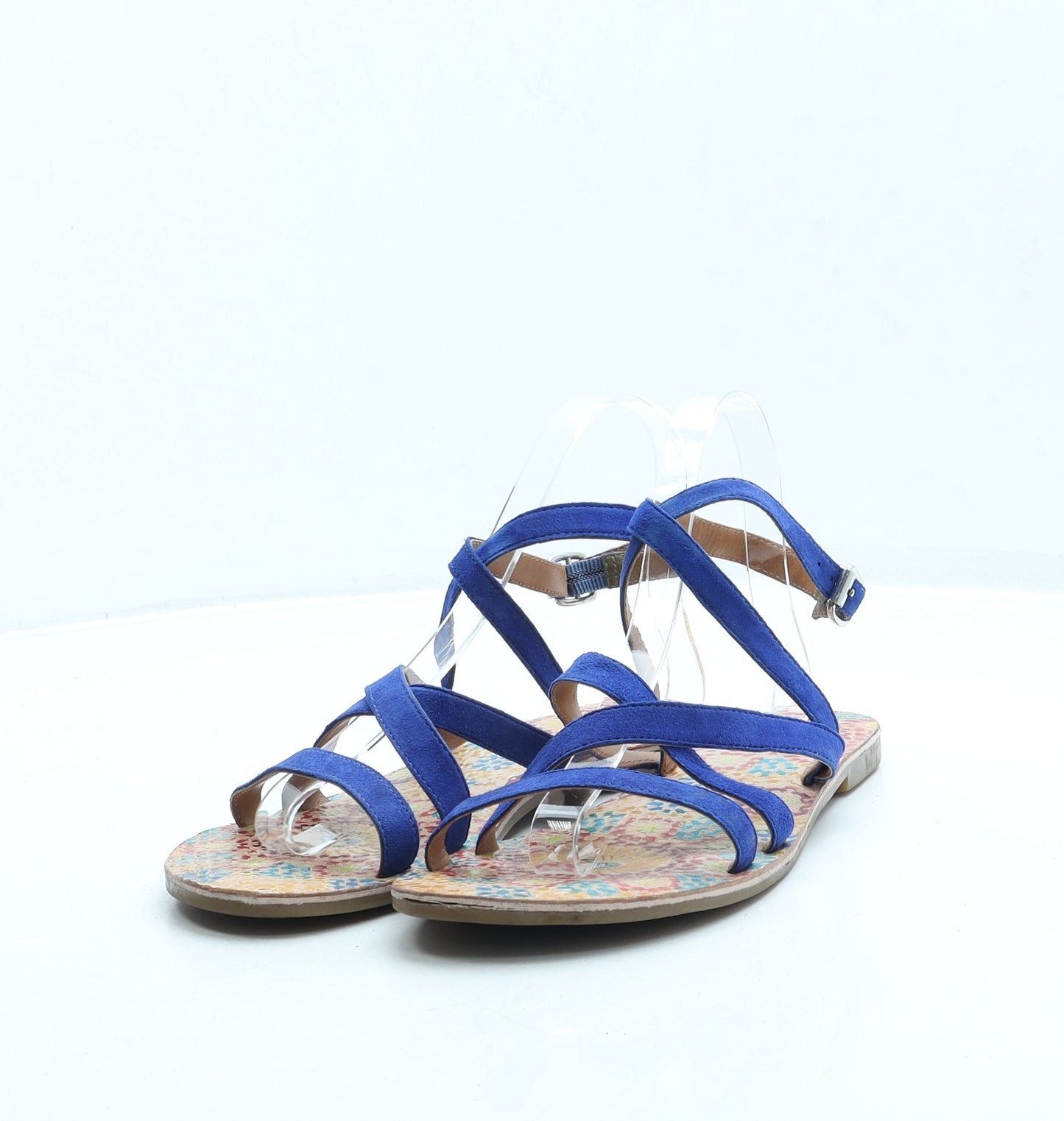 Preworn Womens Blue Suede Strappy Sandal UK 6 39