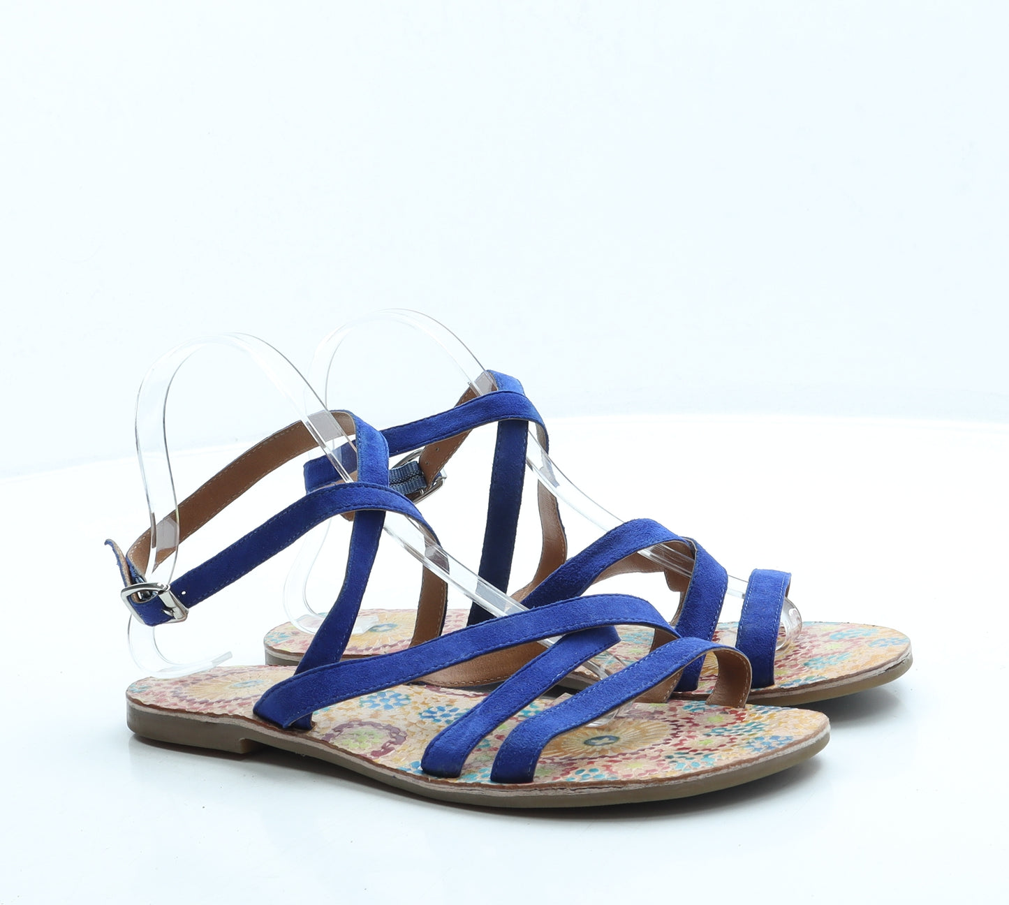 Preworn Womens Blue Suede Strappy Sandal UK 6 39