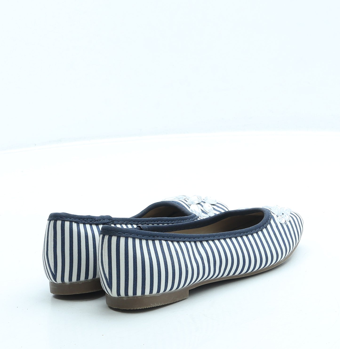 F&F Girls Blue Striped Polyester Ballet Flat UK 10 28