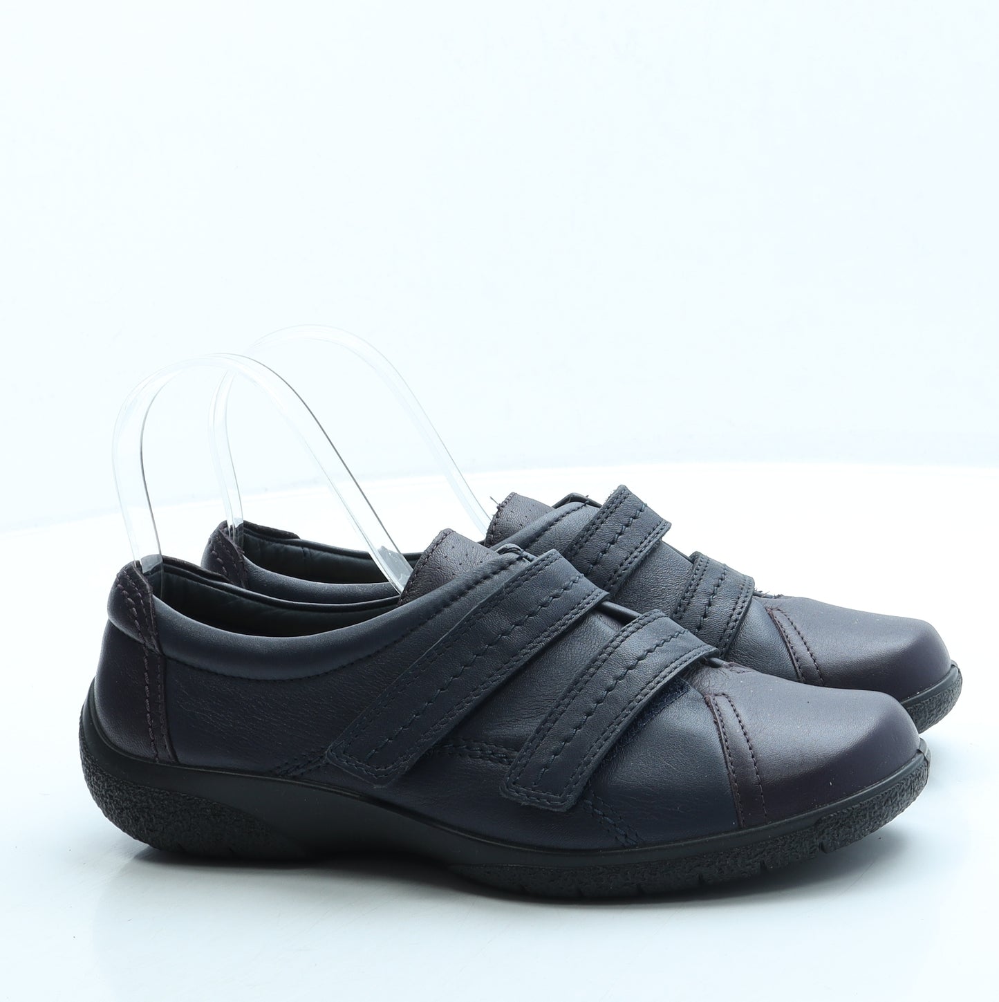 Hotter Womens Blue Leather Slip On Flat UK 6