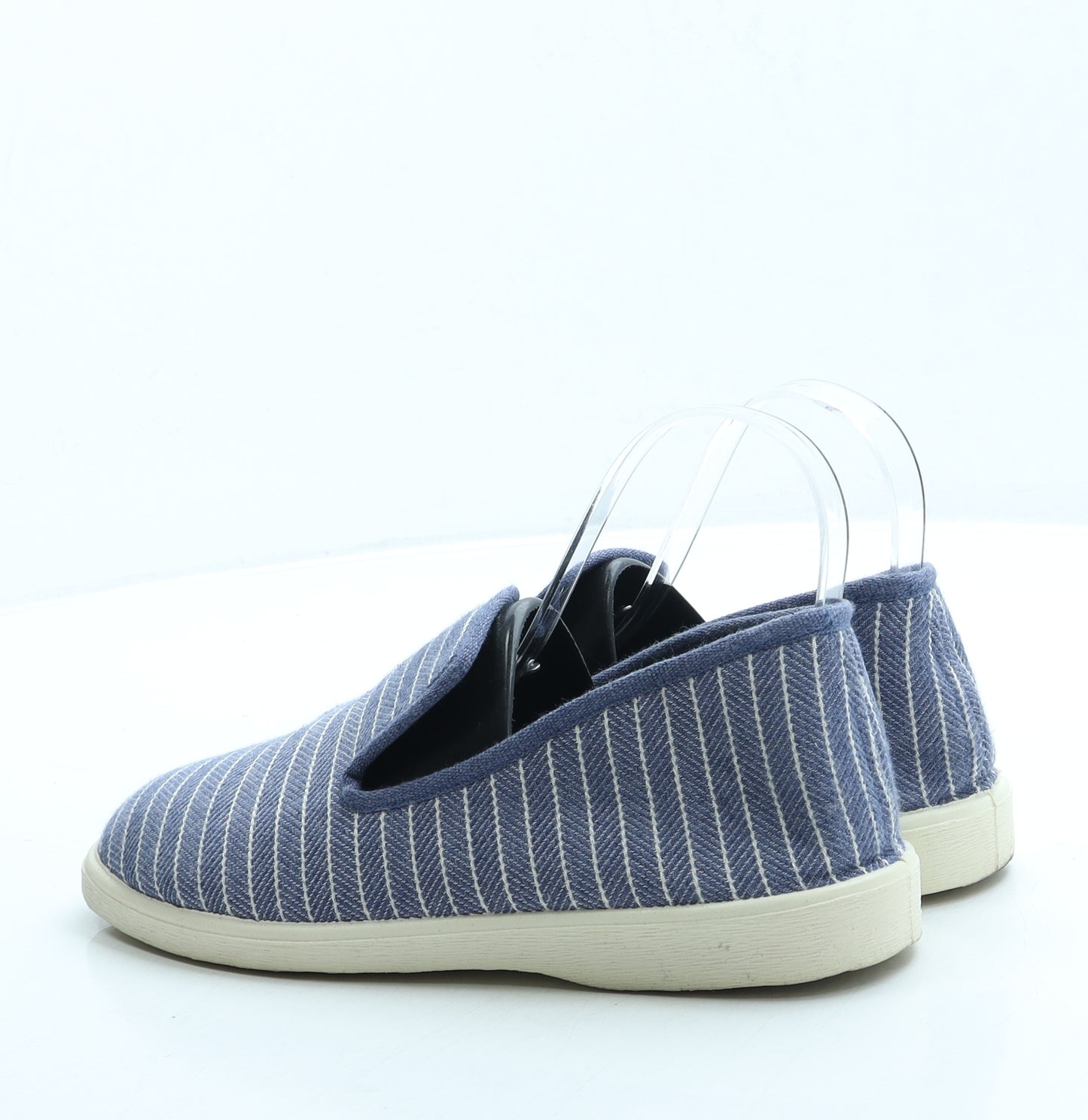 Preworn Womens Blue Striped Polyester Slip On Flat UK 5 38