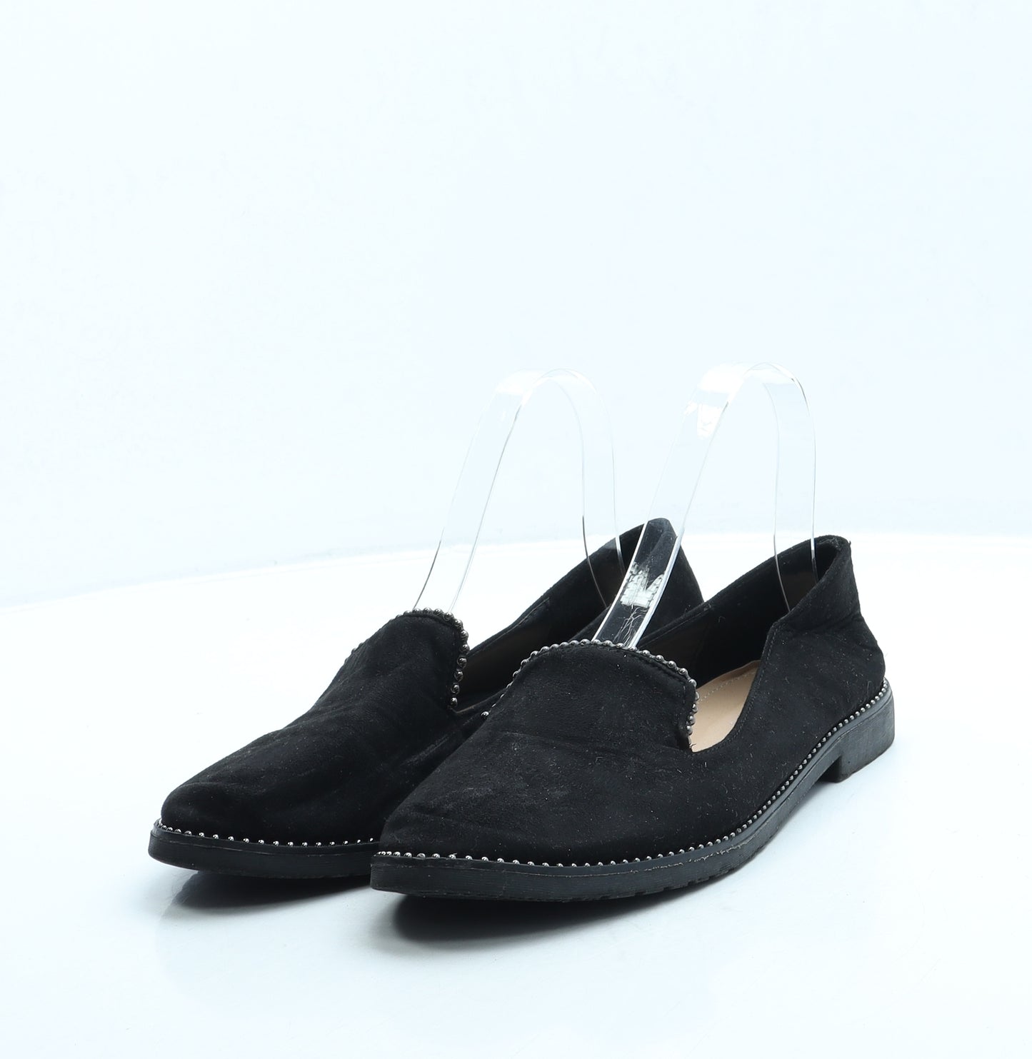 Preworn Womens Black Suede Loafer Flat UK 6 39