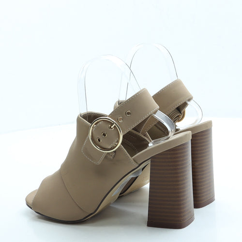 Primark Womens Beige Leather Slingback Heel UK 5 38 US 7