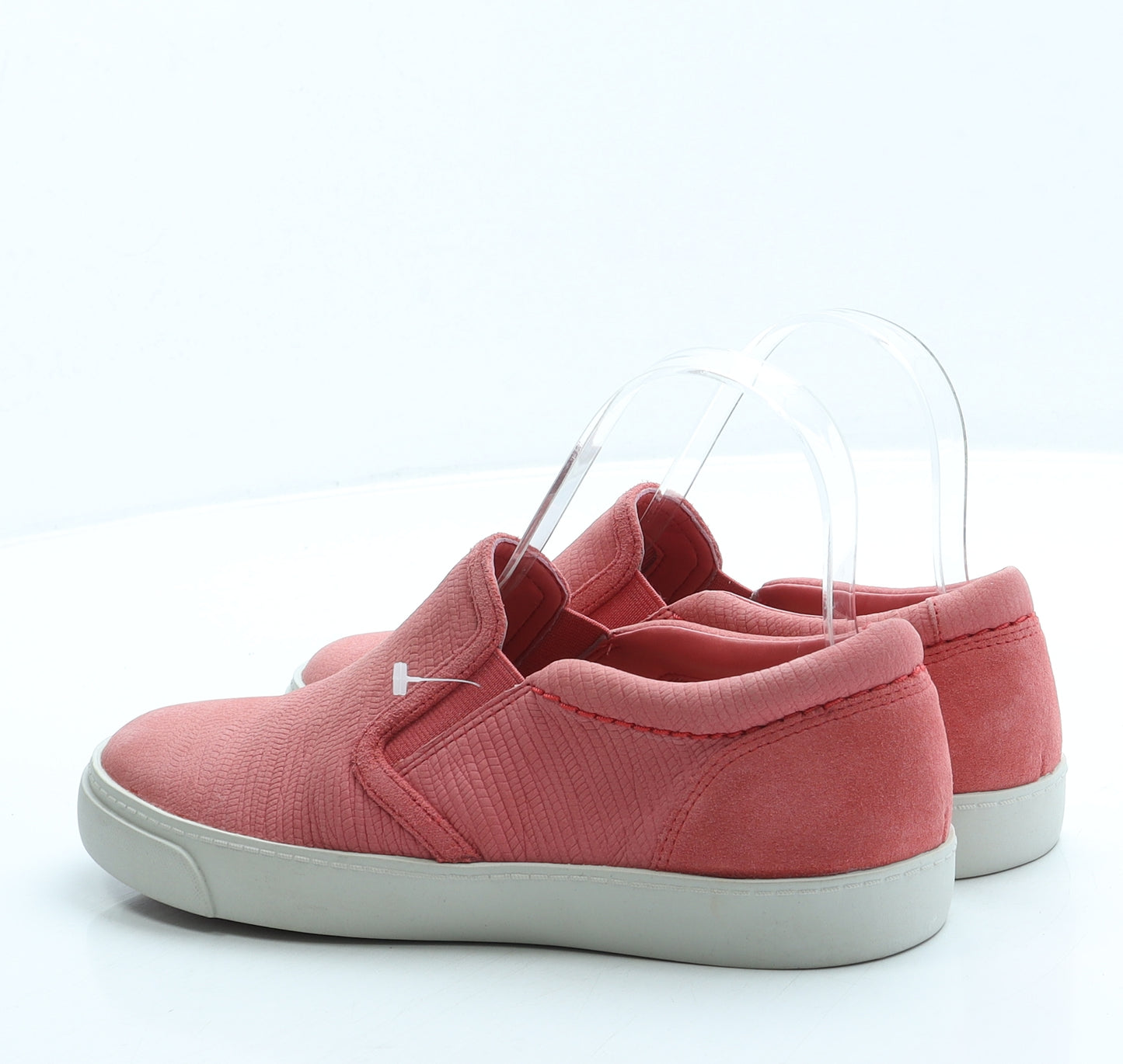 Clarks Womens Pink Leather Slip On Flat UK 3.5