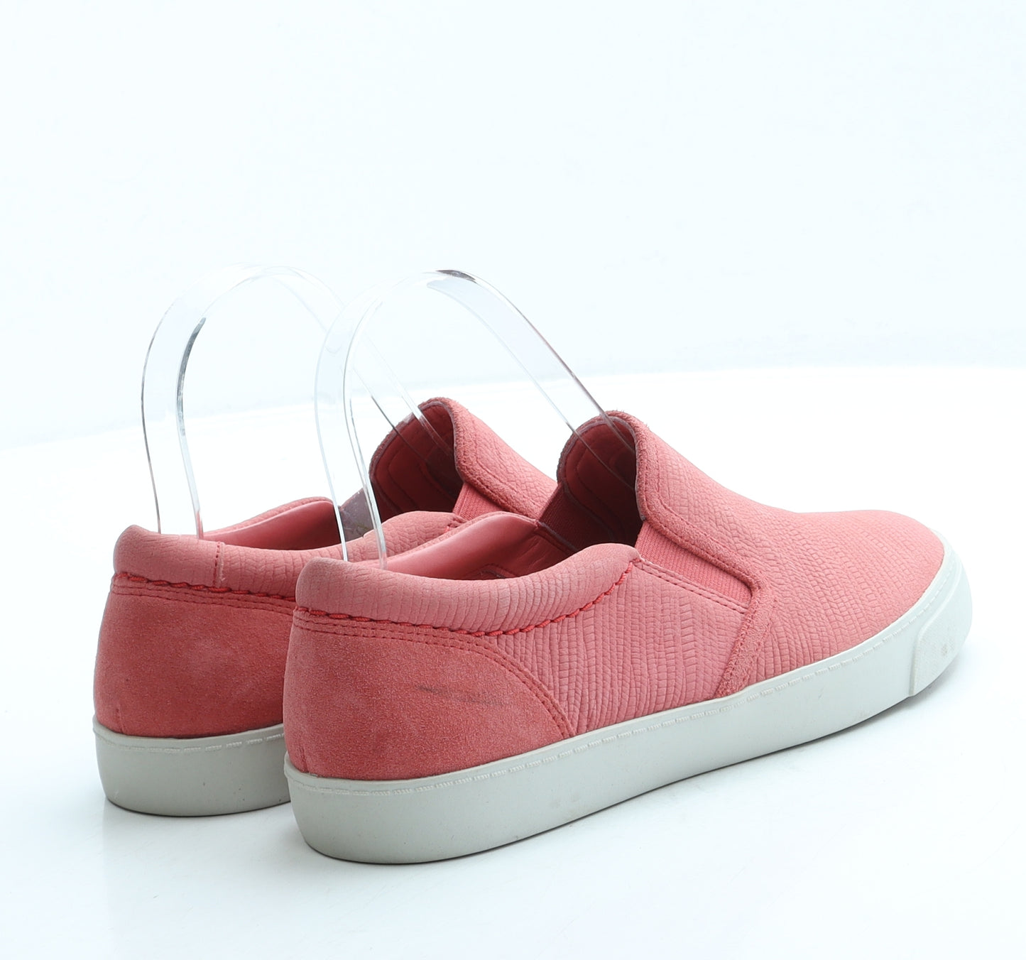 Clarks Womens Pink Leather Slip On Flat UK 3.5