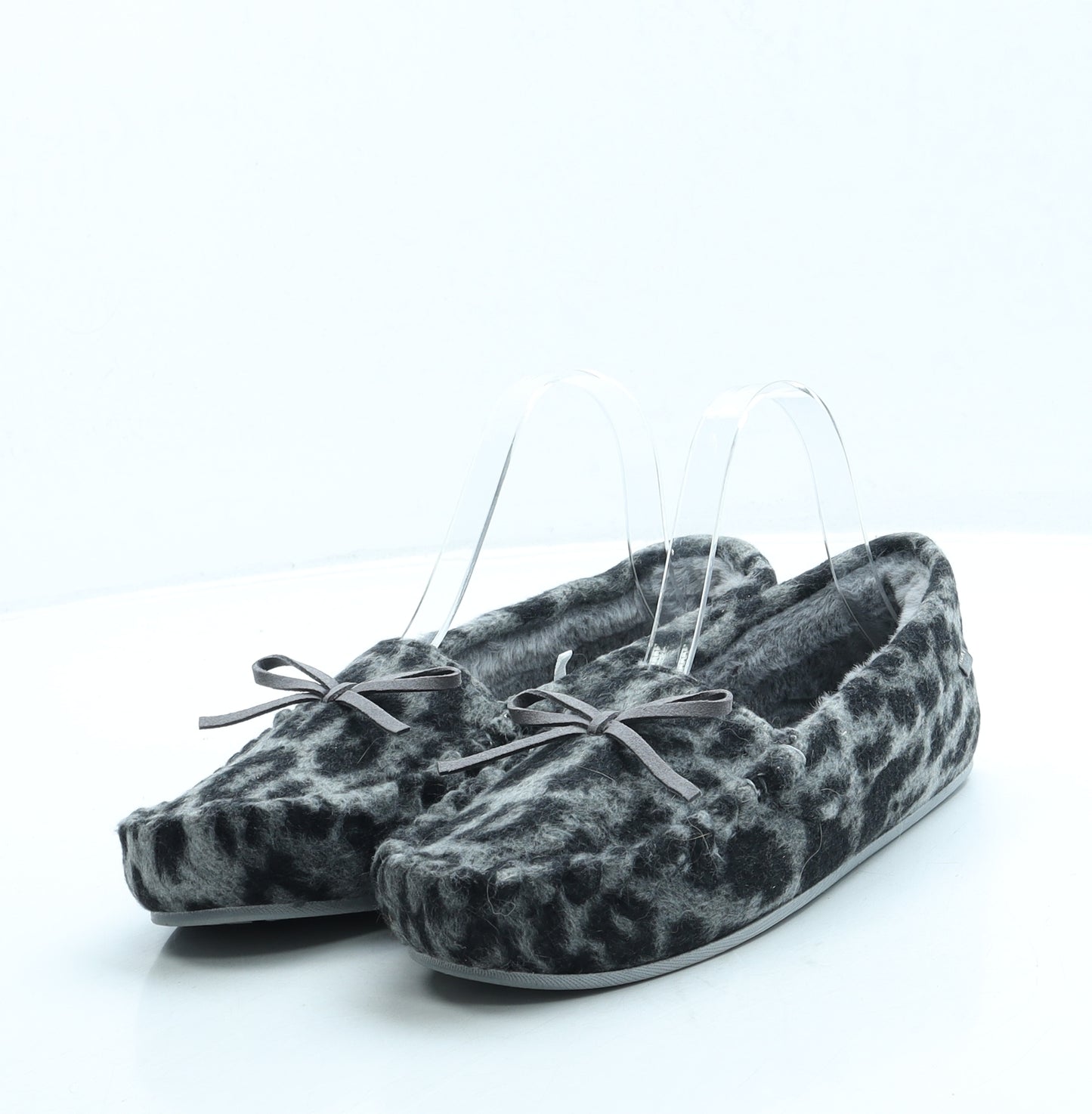 NEXT Womens Grey Animal Print Polyester Slip On Slipper UK
