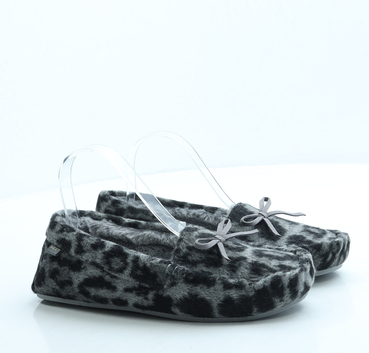 NEXT Womens Grey Animal Print Polyester Slip On Slipper UK