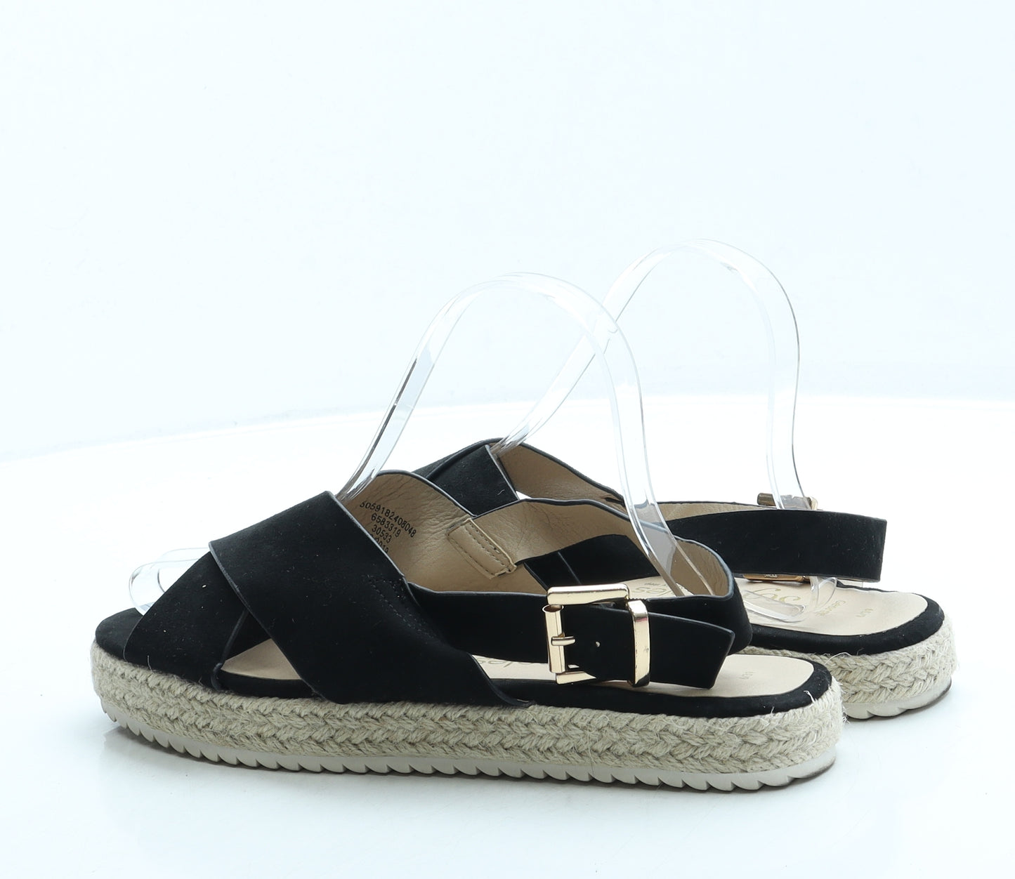 George Womens Black Suede Slingback Sandal UK 6 39