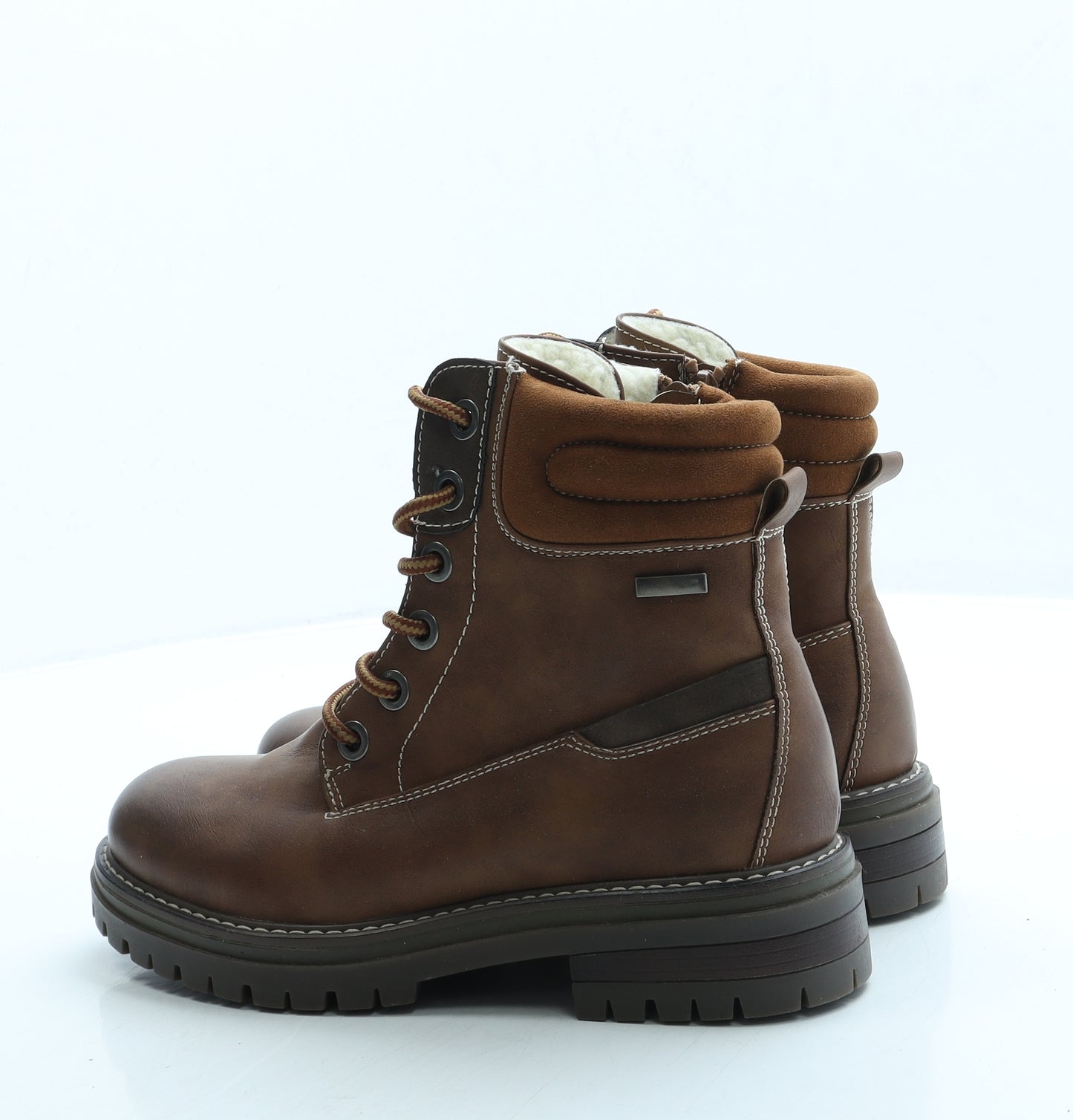 Super Mode Boys Brown Leather Combat Boot UK 3 36