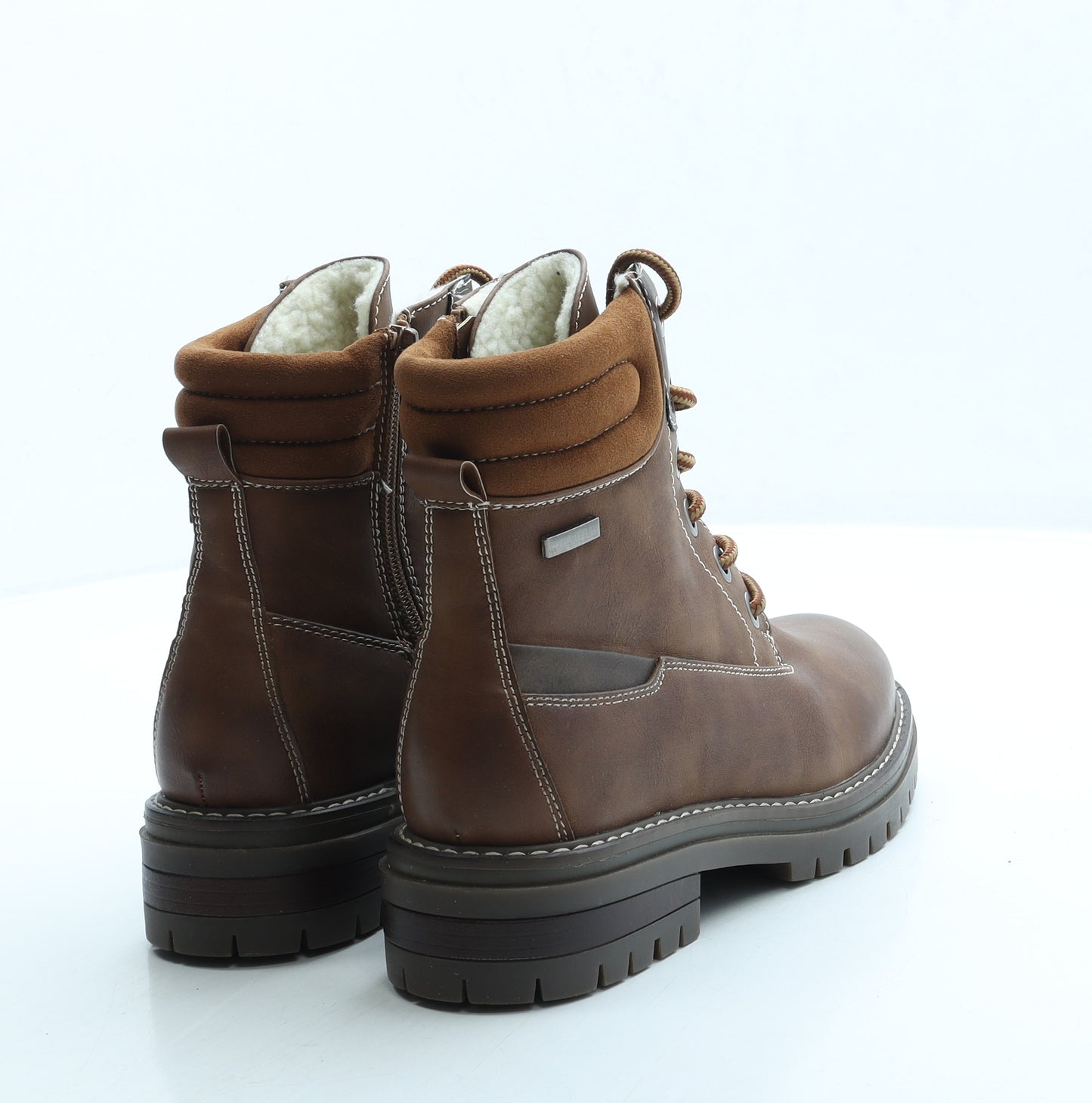 Super Mode Boys Brown Leather Combat Boot UK 3 36