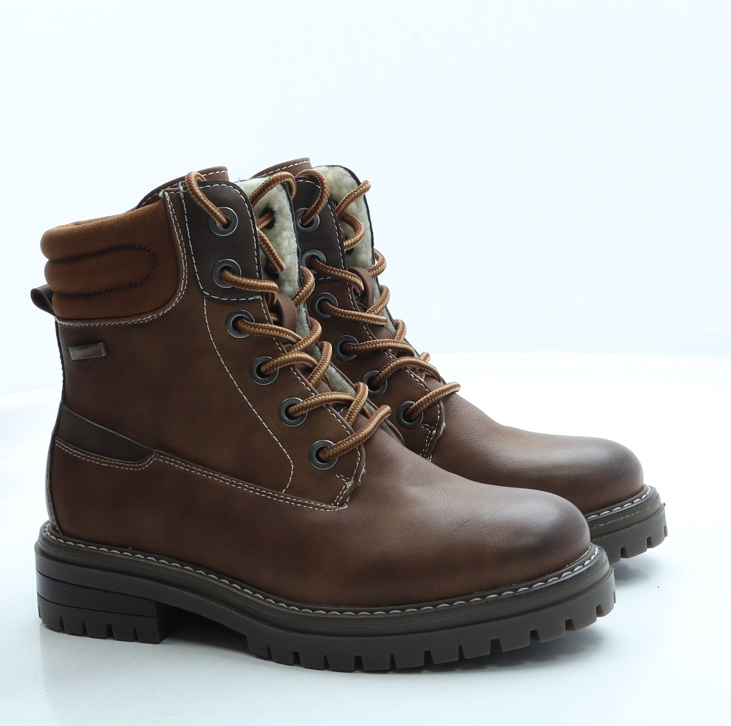 Super Mode Boys Brown Leather Combat Boot UK 3 36