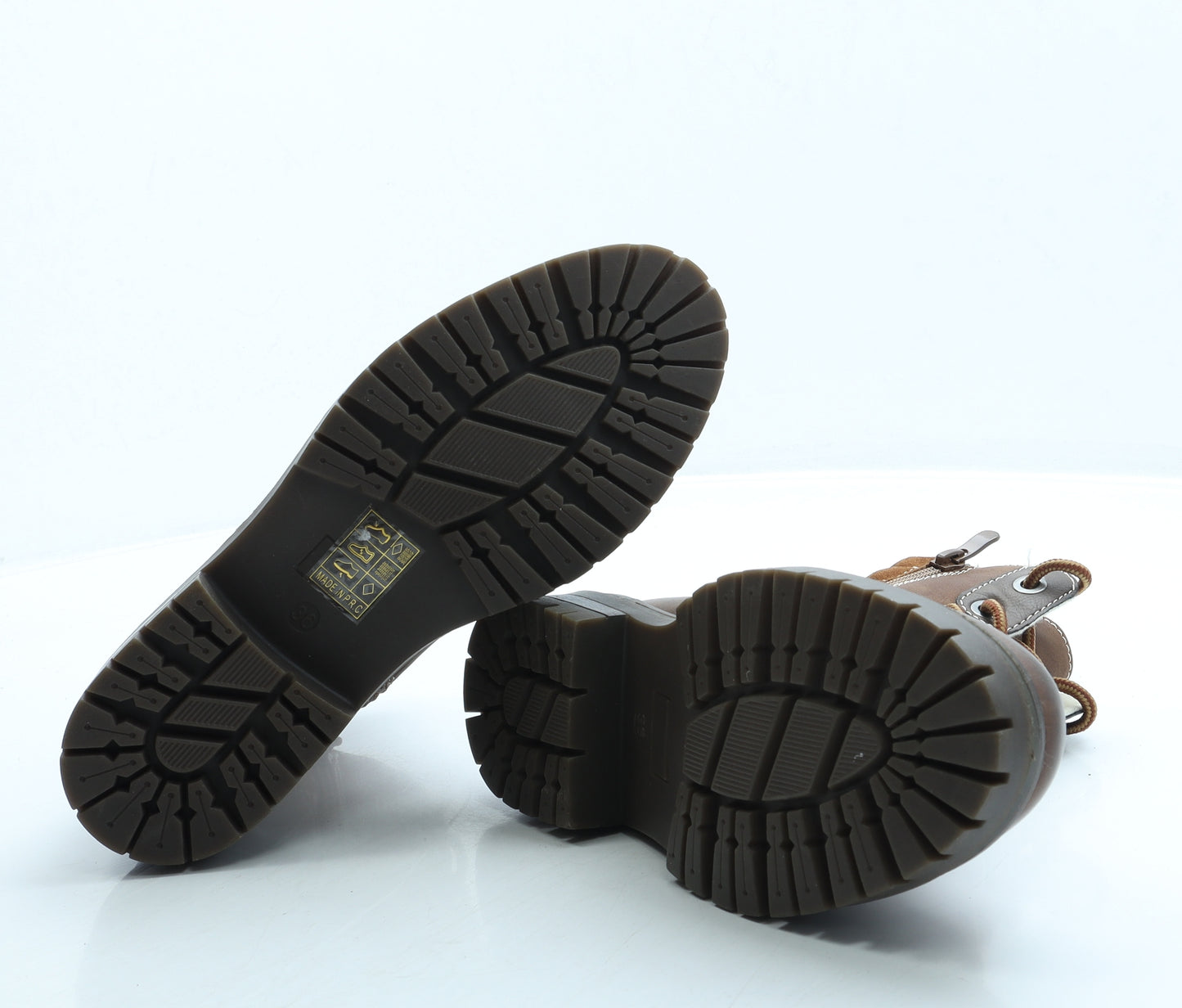 Super Mode Boys Brown Leather Combat Boot UK 3 36