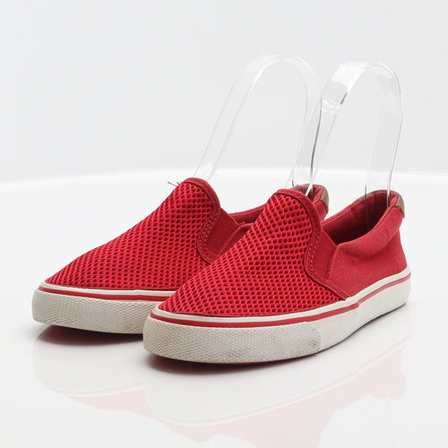 F&F Girls Red Polyester Slip On Flat UK 12 31