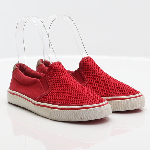 F&F Girls Red Polyester Slip On Flat UK 12 31