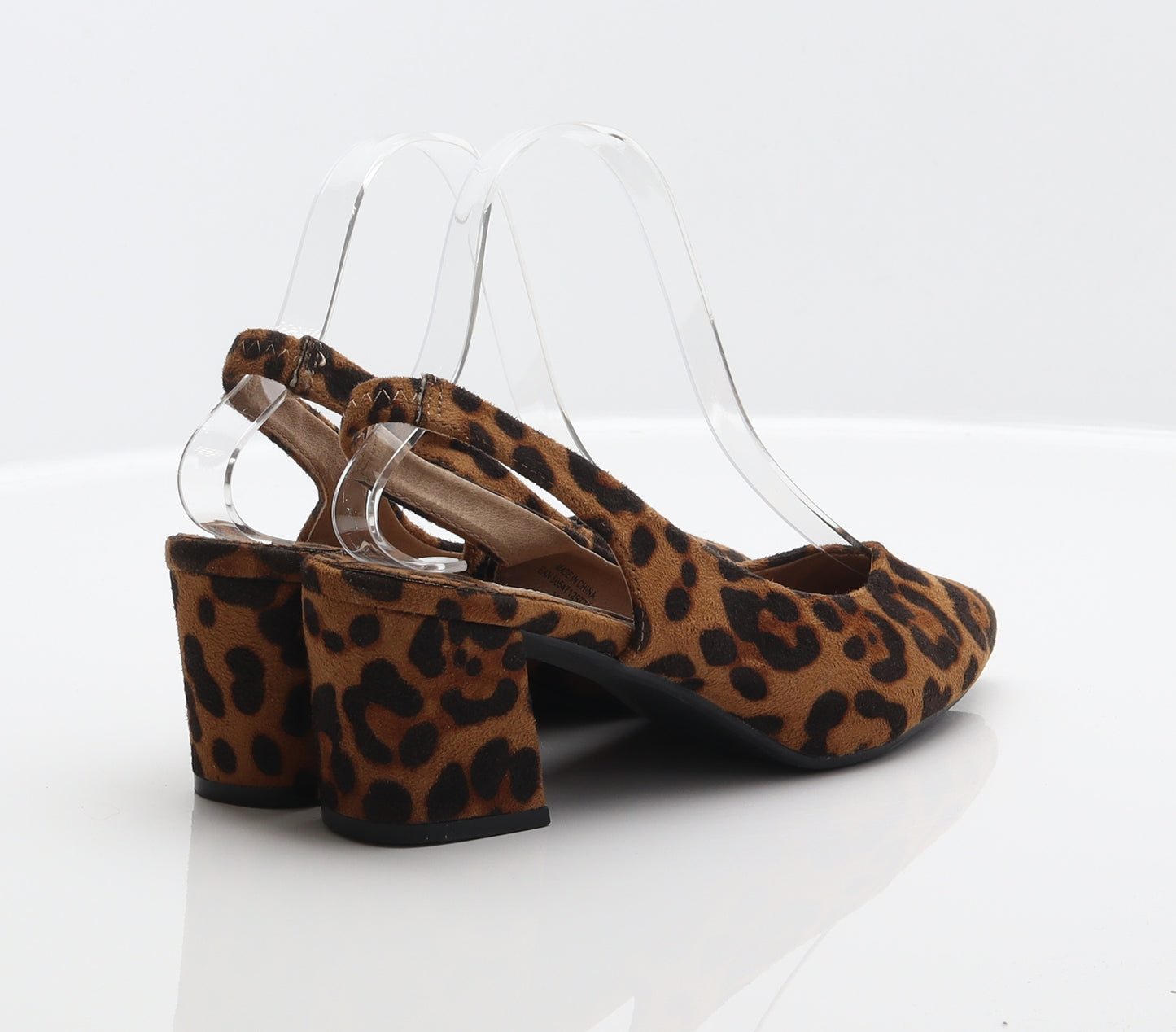 Peacocks Womens Brown Animal Print Polyester Slingback Heel UK 5 - Leopard print