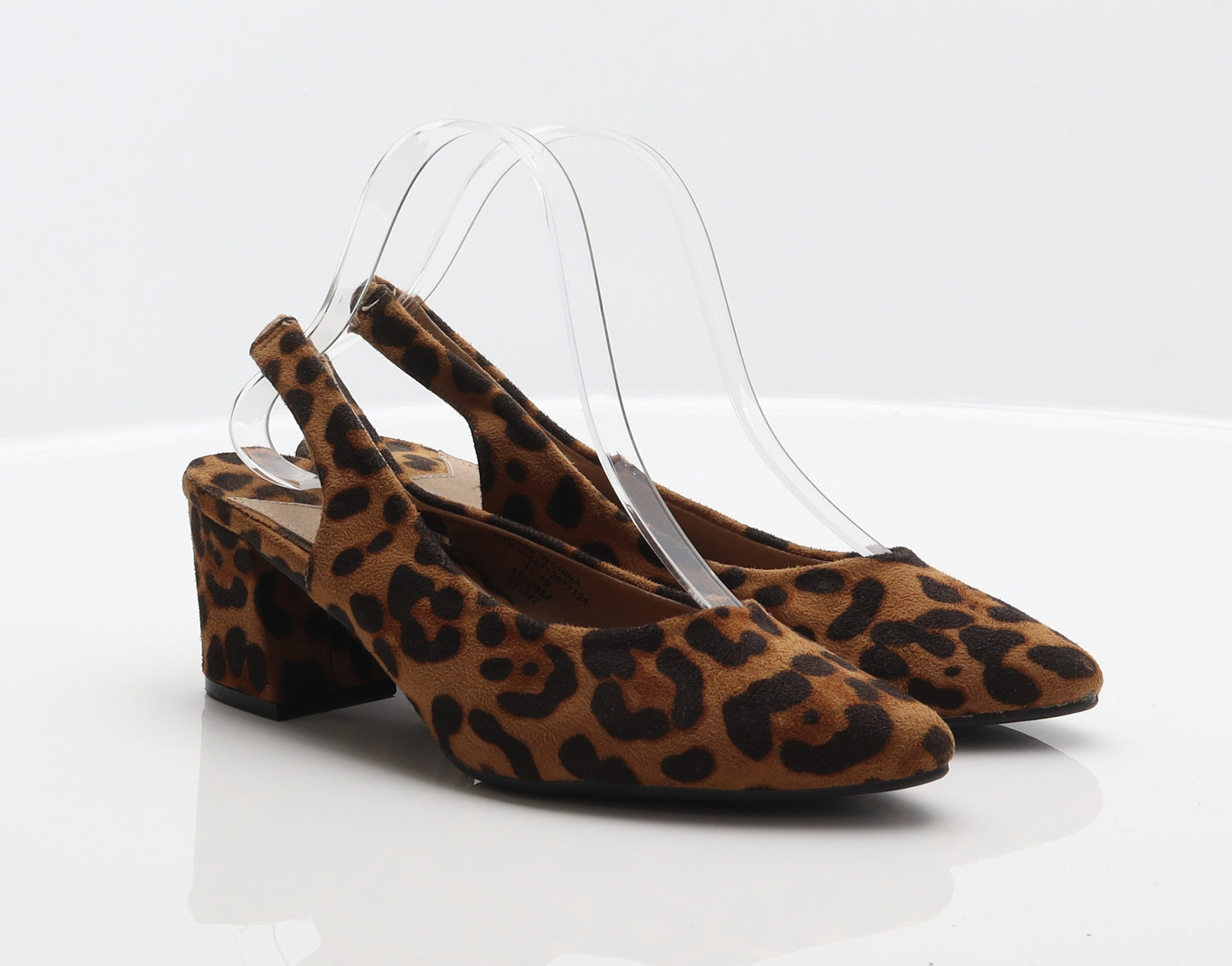 Peacocks Womens Brown Animal Print Polyester Slingback Heel UK 5 - Leopard print