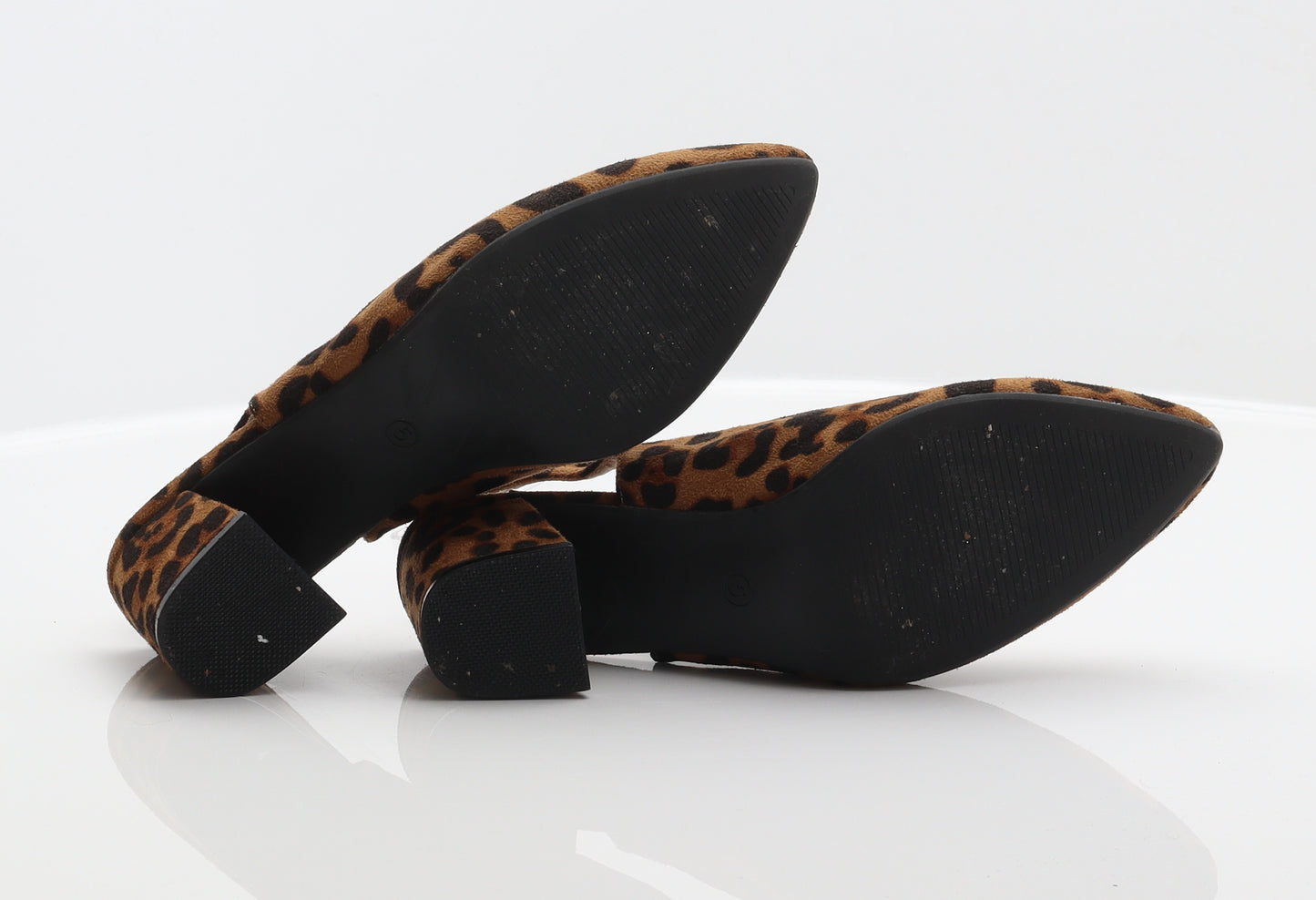 Peacocks Womens Brown Animal Print Polyester Slingback Heel UK 5 - Leopard print