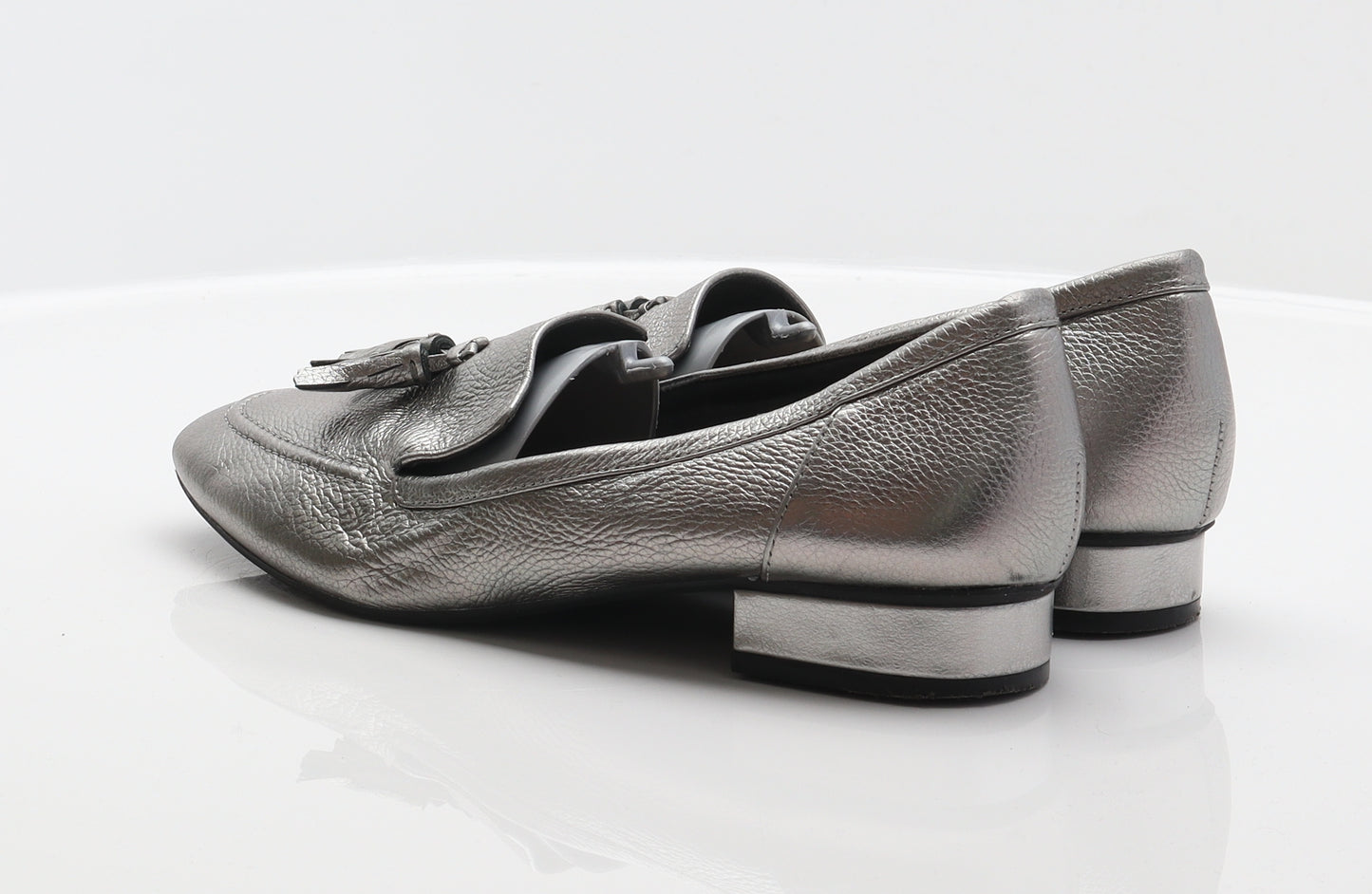 Marks and Spencer Womens Silver Leather Loafer Flat UK 7.5