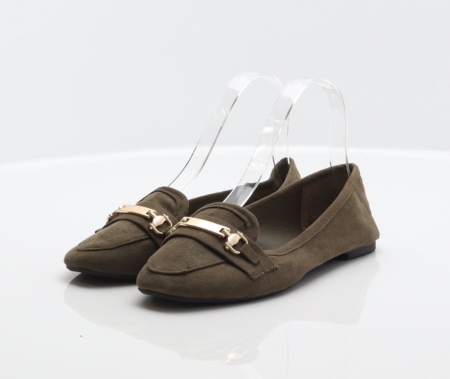 PEP&CO Womens Green Polyester Loafer Flat UK 3