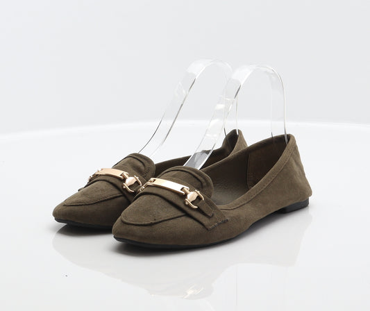 PEP&CO Womens Green Polyester Loafer Flat UK 3