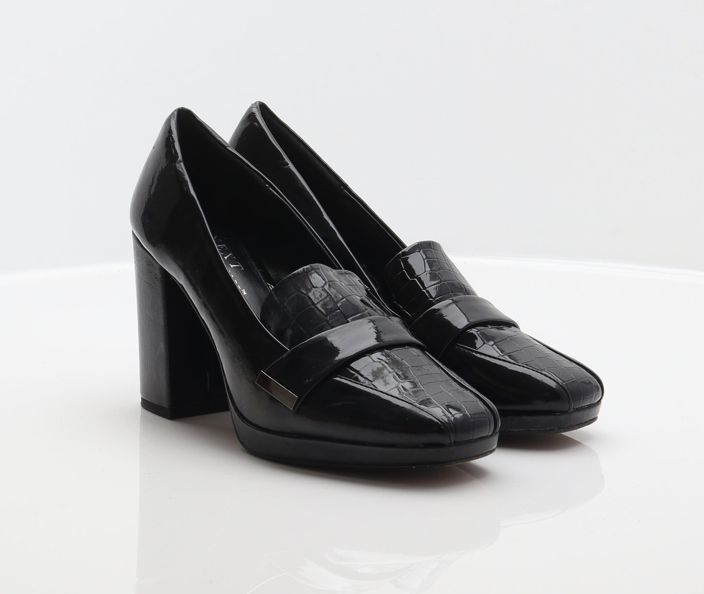 NEXT Womens Black Animal Print Synthetic Court Heel UK 5 38