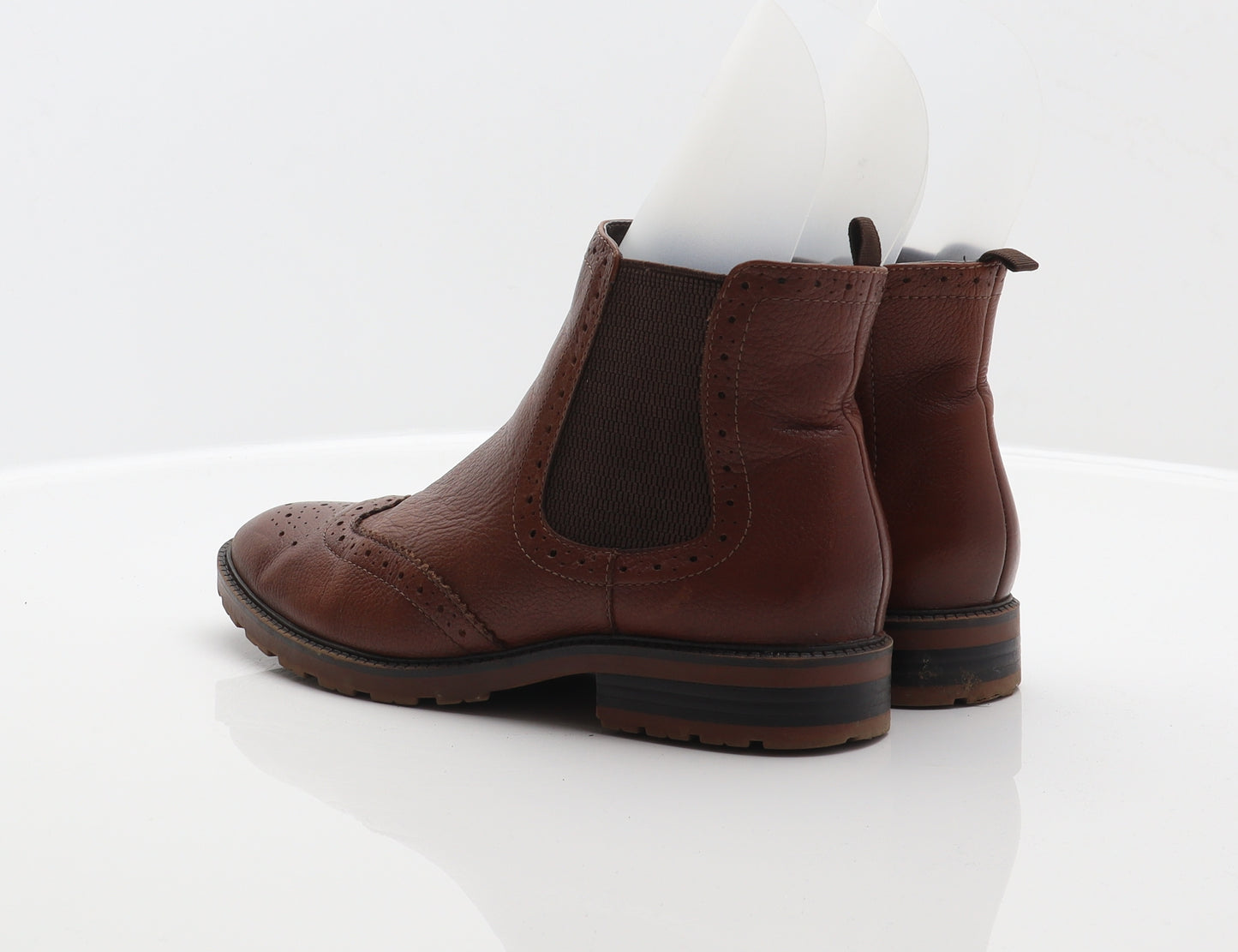 TU Womens Brown Leather Chelsea Boot UK 5 - Brogue Style