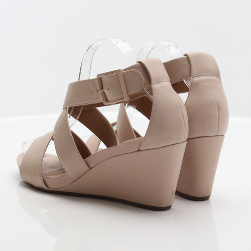 Clarks Womens Beige Leather Strappy Heel UK 5.5 39