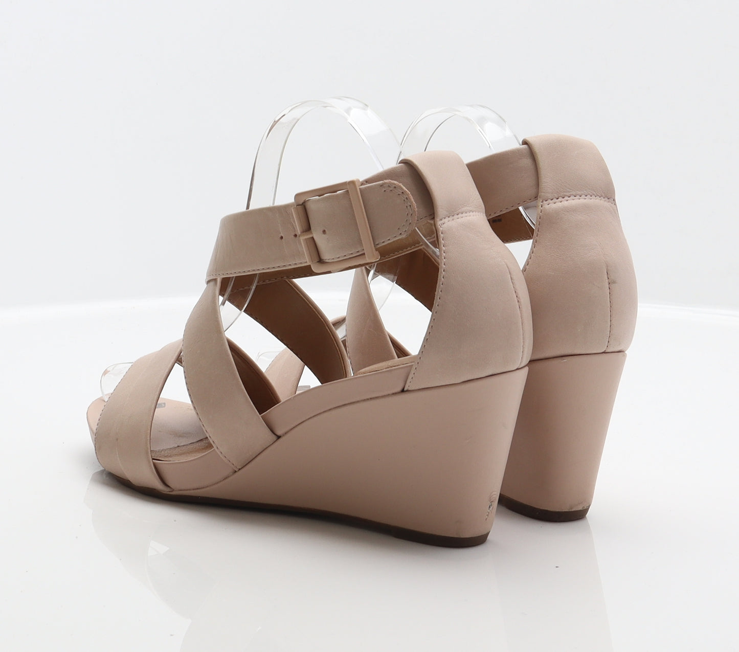 Clarks Womens Beige Leather Strappy Heel UK 5.5 39