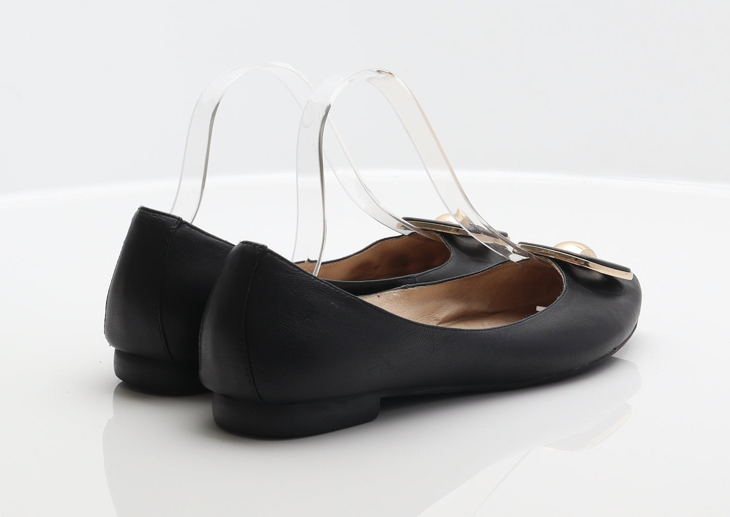 Le Saunda Womens Black Leather Ballet Flat UK 5.5 39