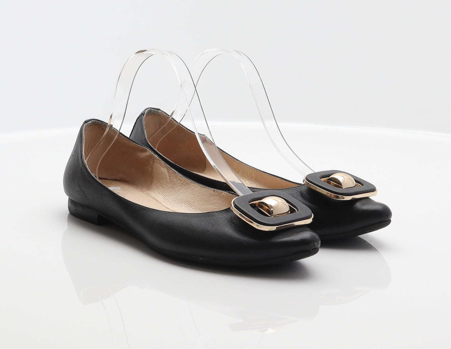 Le Saunda Womens Black Leather Ballet Flat UK 5.5 39