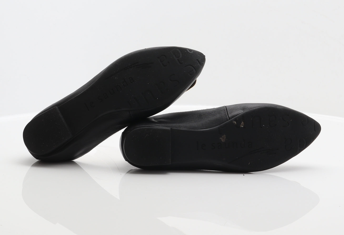 Le Saunda Womens Black Leather Ballet Flat UK 5.5 39