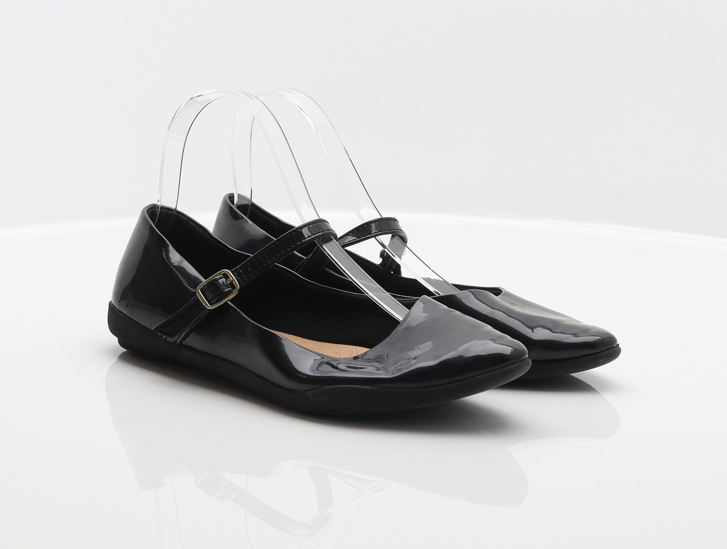 Clarks Womens Black Patent Leather Ballet Flat UK 5