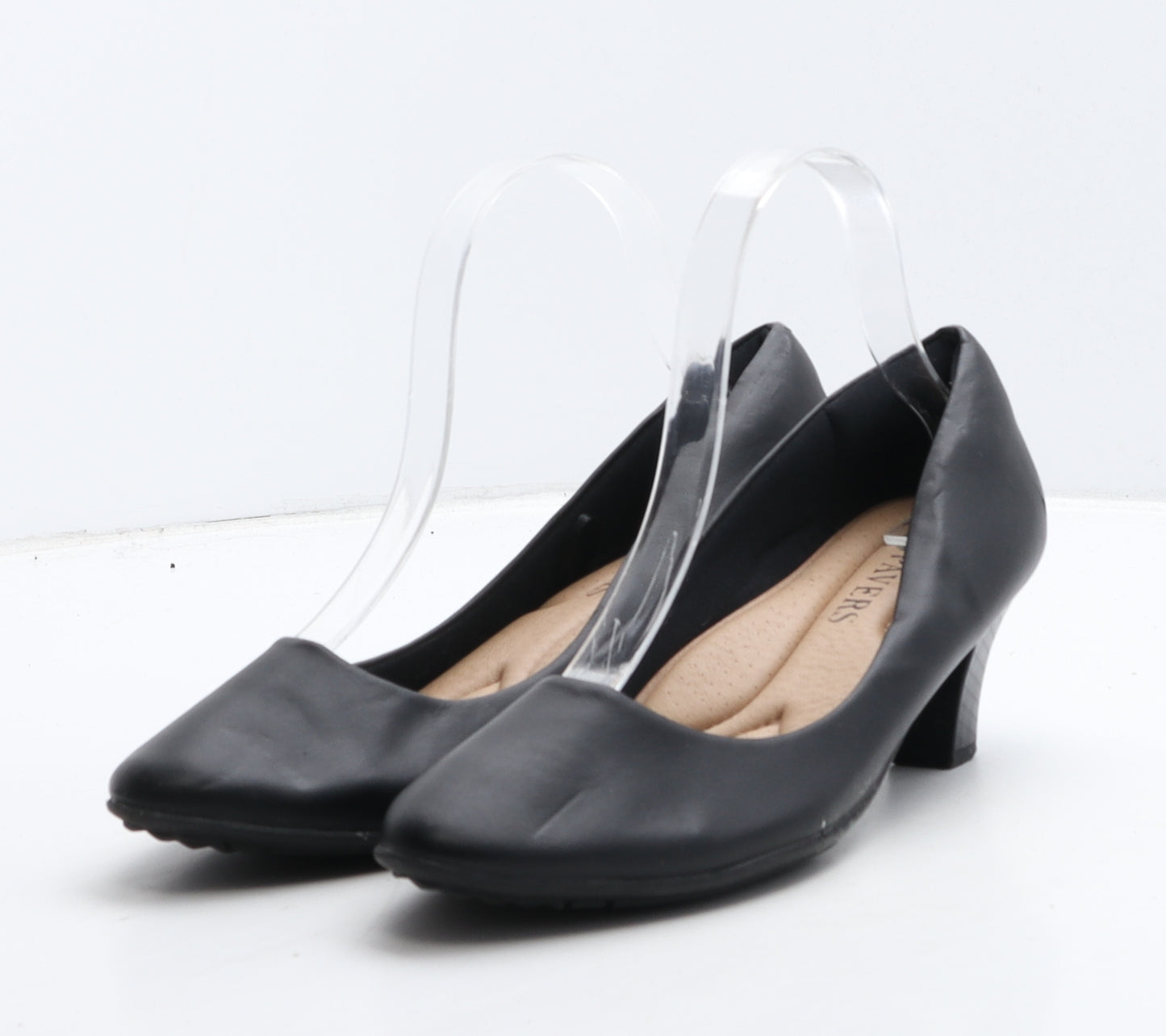 Pavers Womens Black Leather Court Heel UK 6 39