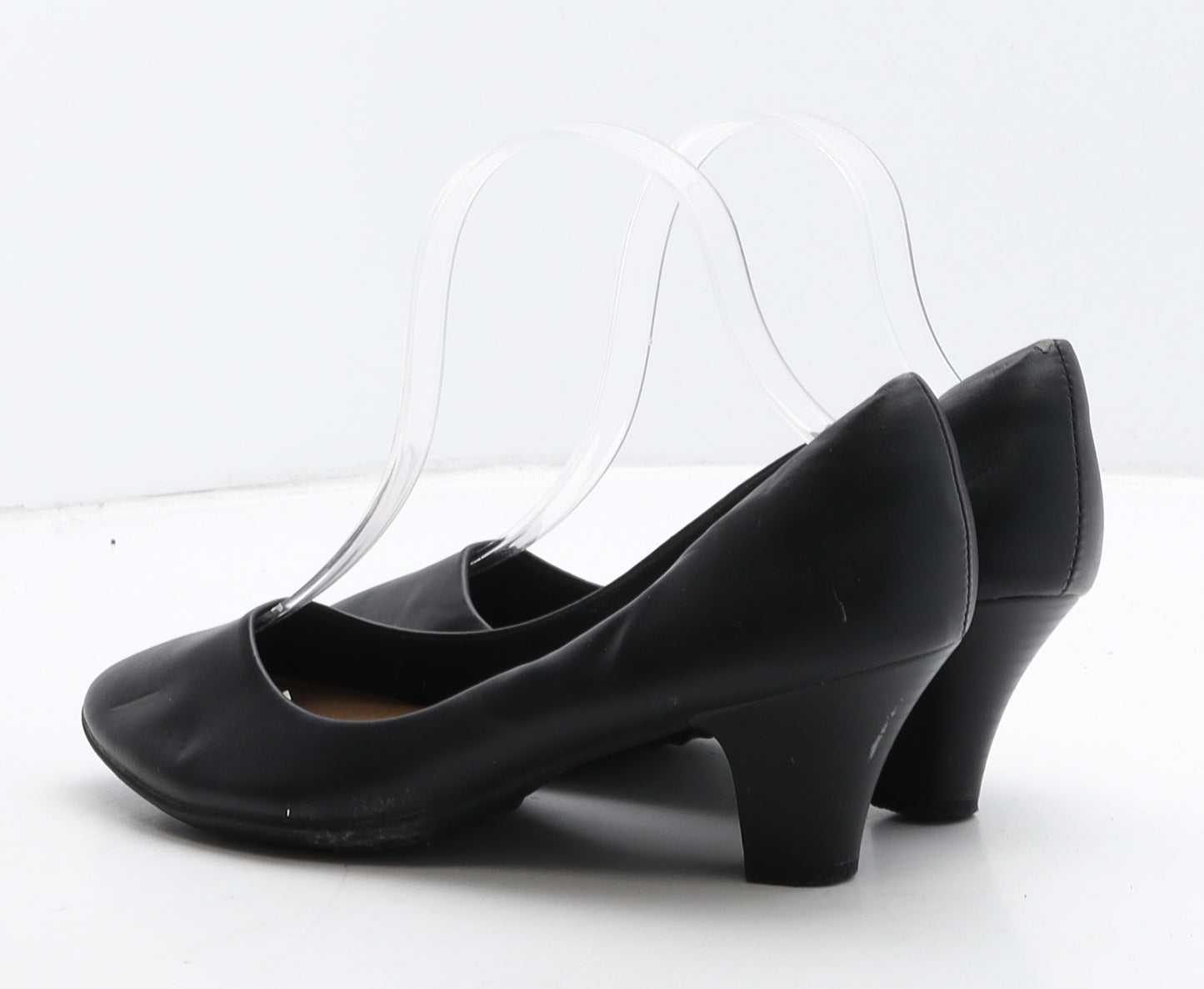 Pavers Womens Black Leather Court Heel UK 6 39