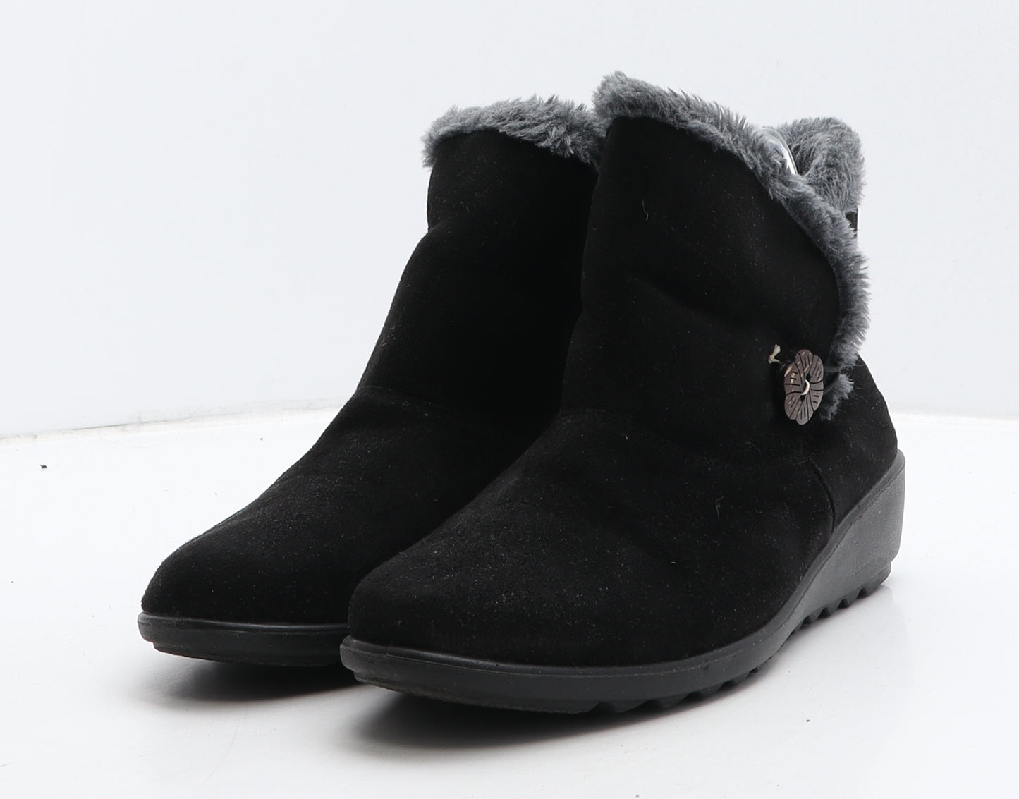 Cushion Walk Womens Black Suede Bootie Boot UK 8