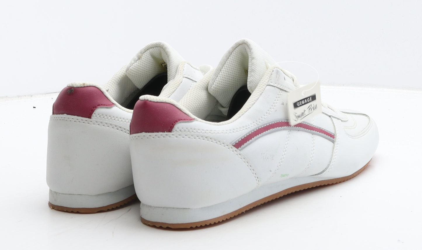 George Womens White Geometric Leather Trainer UK 8