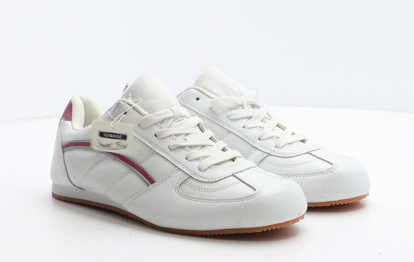 George Womens White Geometric Leather Trainer UK 8