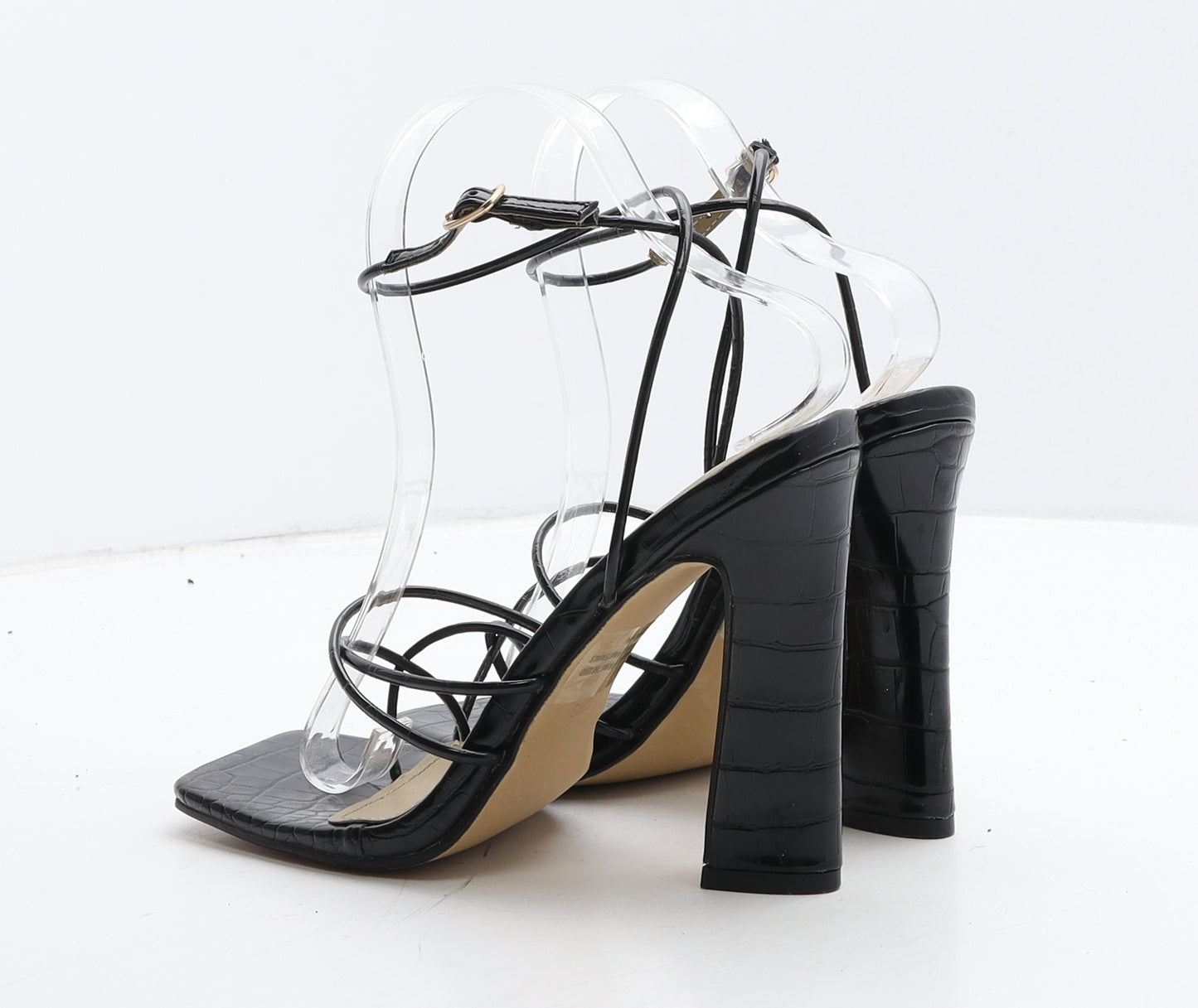 Ego Womens Black Leather Strappy Heel UK 5