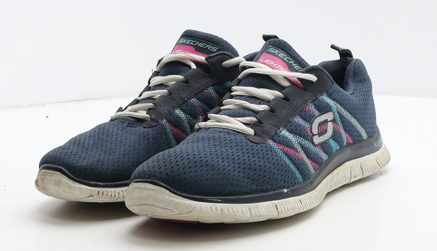 Skechers Womens Blue Geometric Fabric Trainer UK 7 40