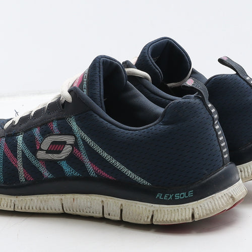 Skechers Womens Blue Geometric Fabric Trainer UK 7 40