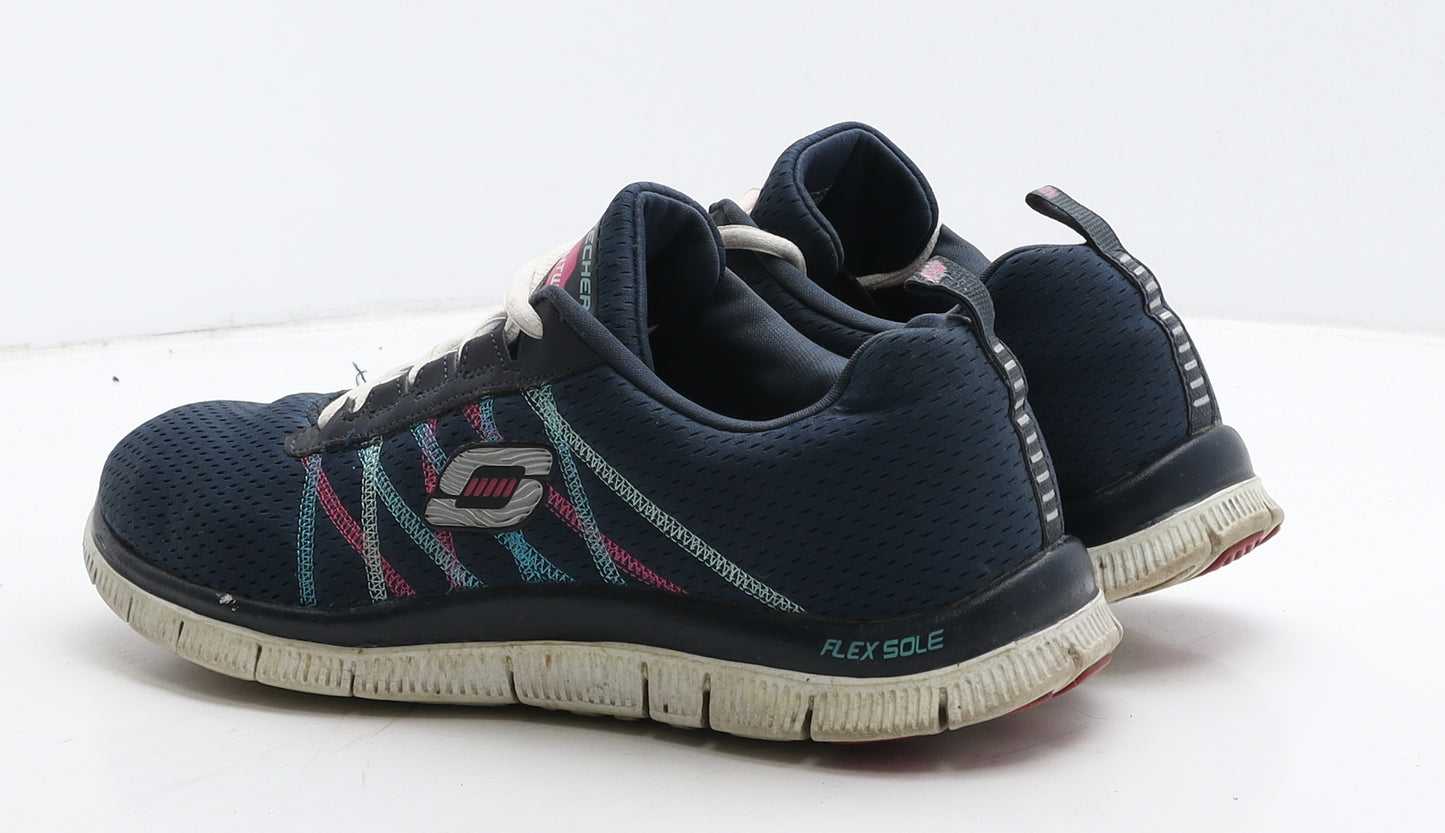 Skechers Womens Blue Geometric Fabric Trainer UK 7 40